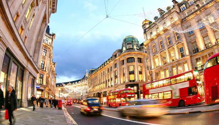 Busy UK city street