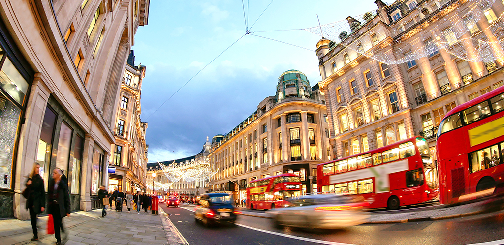 Busy UK city street