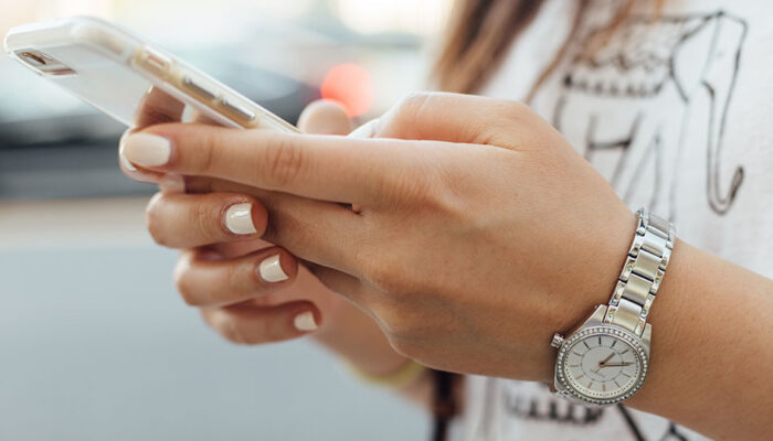 Woman shopping on mobile phone