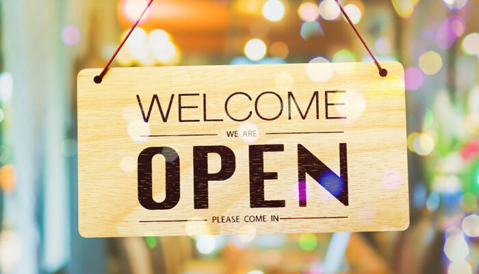 Welcome open retail sign
