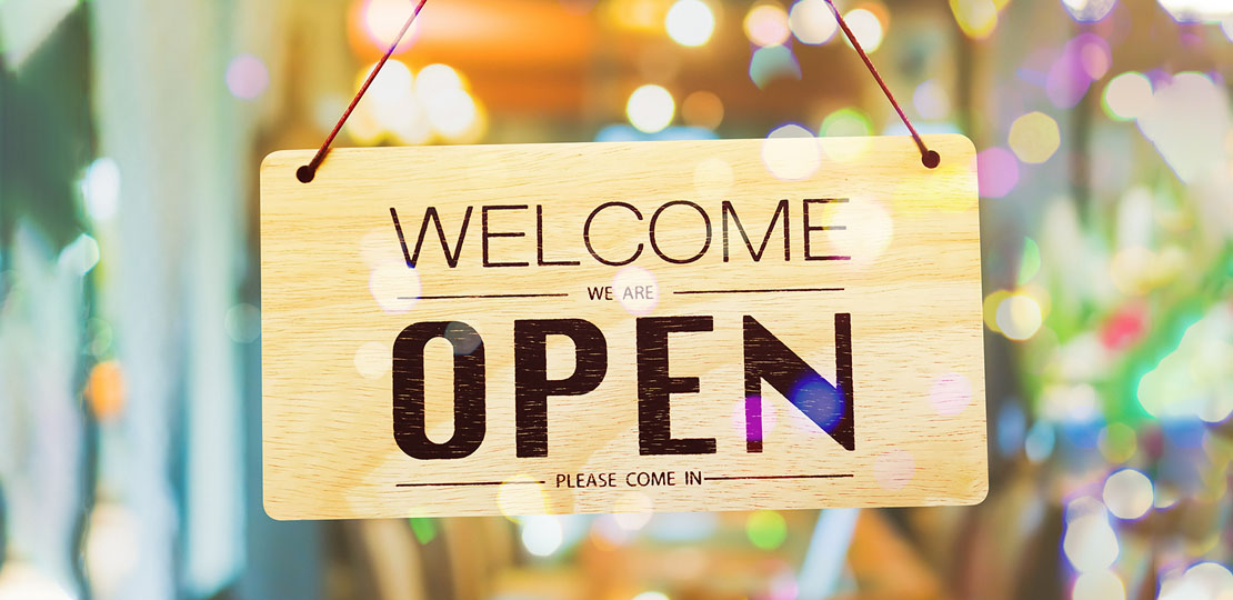 Welcome open retail sign